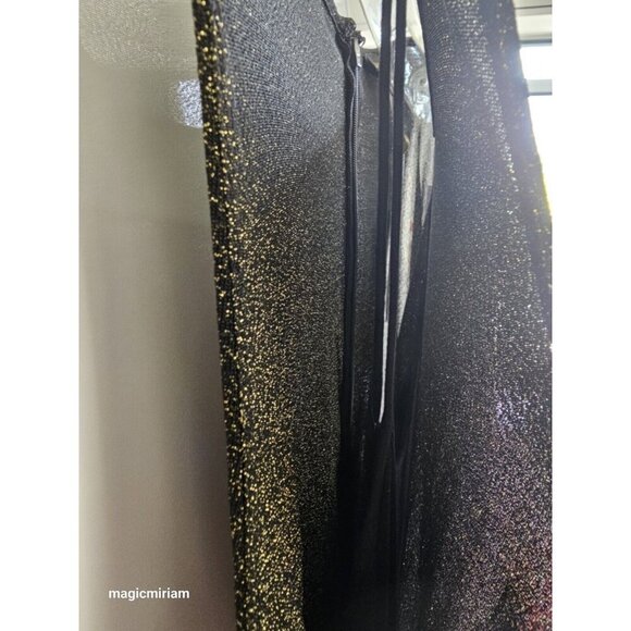 BNWT Ted Baker London Monyca Black Gold Metallic One Shoulder Draped Dress - Picture 14 of 16